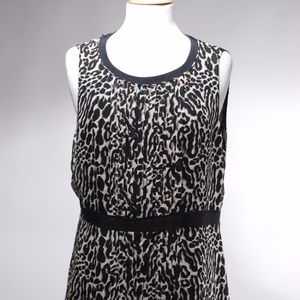 Tory Burch Brown Black Leopard Silk Blouse SZ 14